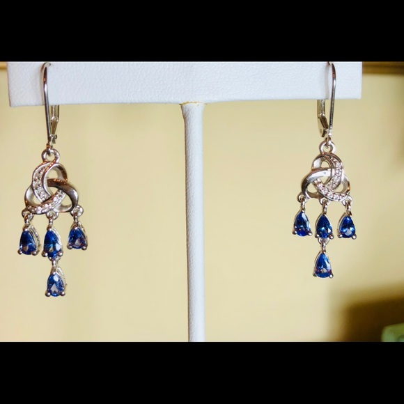 Genuine AAA Tanzanite Earrings - Picture 2 of 6